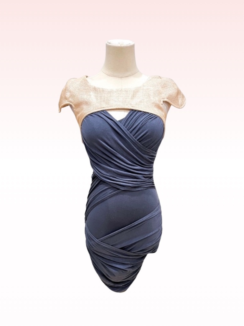 FINDERS KEEPERS Wrap Dress in Blue & Gold (Sz 2)